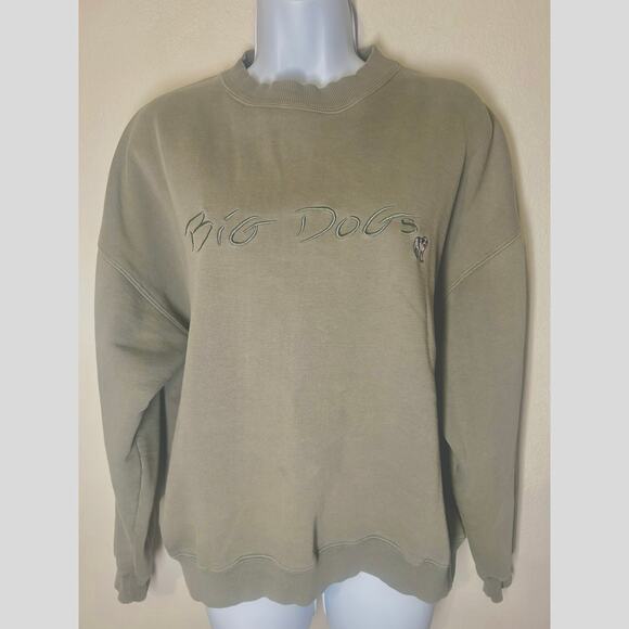 Vintage 90’s Big Dogs Spellout Sweatshirt Adult Green Crewneck Mens Size Small - Picture 1 of 11